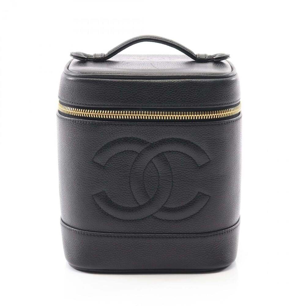 CHANEL Black Leather Logo Vanity Bag - Picture 1 of 10